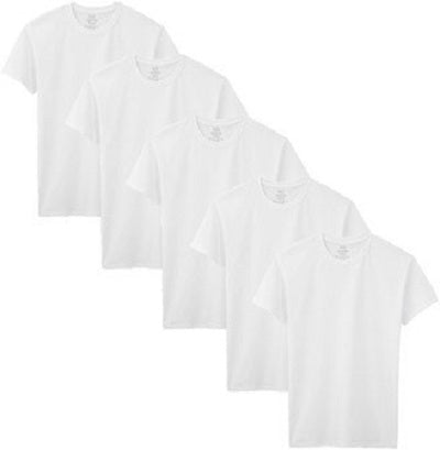 Fruit of The Loom Boys White Crew Neck Undershirt T-shirt - 5 Shirts Sz L 14-16