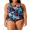 Time and Tru Women’s Watercolor Blossom One-Piece Swimsuit