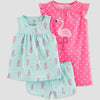 Carter's Toddler Girls' 3 piece Flamingo Poly Pajama Set