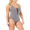 Time and Tru Women's Gingham Strappy V-Neck Swimsuit