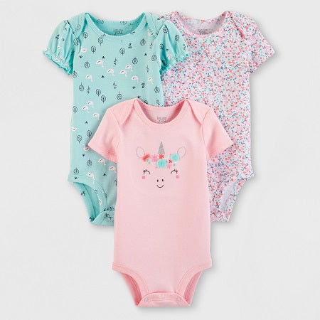 Carter's Baby Girls' 3 Piece Short Sleeve Floral Bodysuits