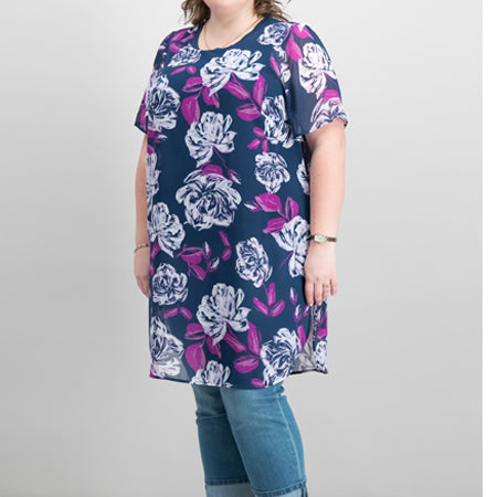 Alfani Women's Floral Print Short Sleeve Tunic Top