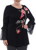 Alfani Womens Bell Sleeves Embroidered  Sweater