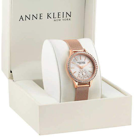 Anne Klein Swarovski Crystal Rose-Gold-Tone Watch