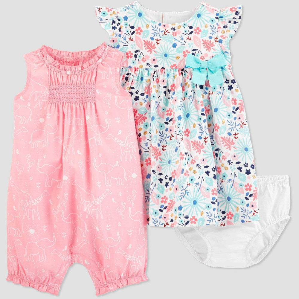 Carter's Baby Girls' Floral Dress Romper Set