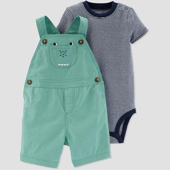 Just One You Baby Boys' 2pc Alligator Shortall Set