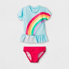 Cat & Jack Baby Girls' 2pc Short Sleeve Rainbow Rash Guard Set
