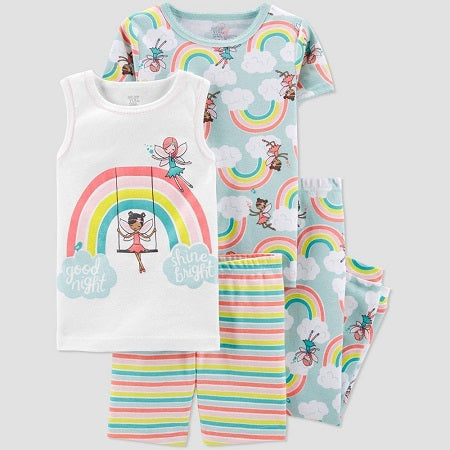 Carter's Baby Girls' 4 Piece Rainbow Fairies Pajama Set