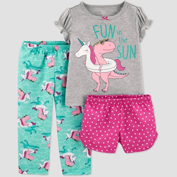 Carter's Toddler Girls' 3pc Dino Poly Pajama Set