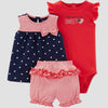 Carter's Baby Girls' 3 piece "All American Sweetheart" Top and Bottom Set