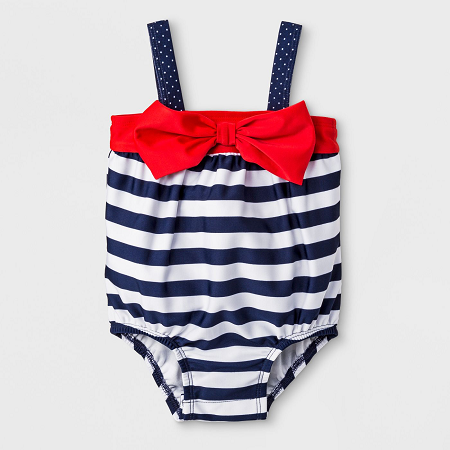 Cat & Jack Baby Girls Stripe Bubble One Piece Swimsuit