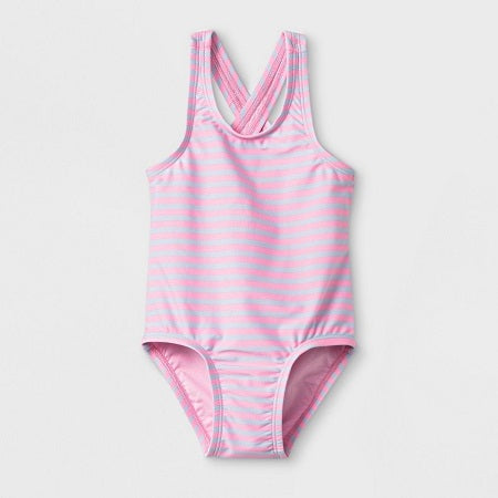 Cat & Jack Toddler Girls' Striped One Piece Swimsuit