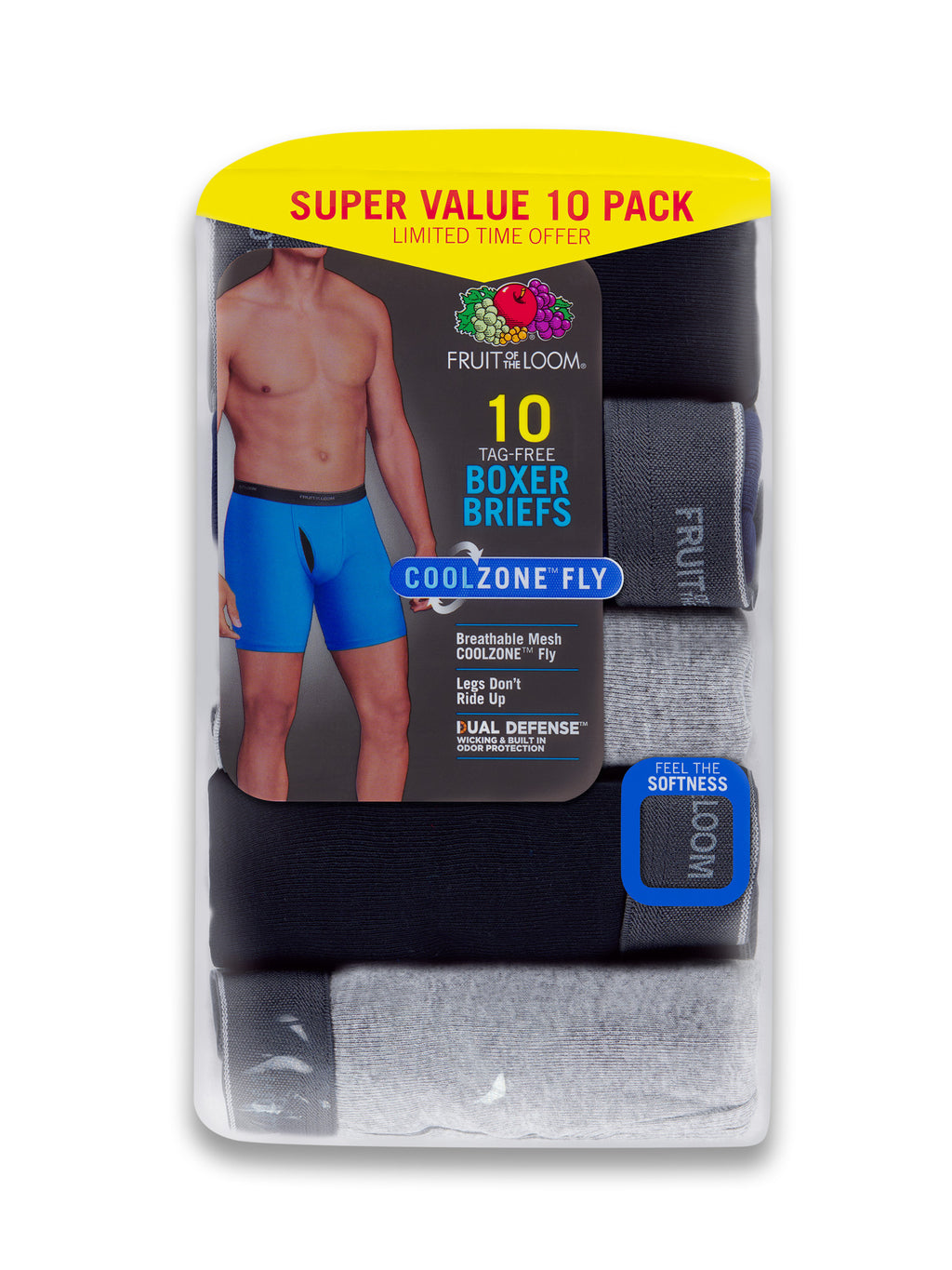 4 pcs Fruit of the Loom Boxer Briefs (32-34IN), Men's Fashion