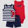 Carter's Baby Boys' 3 piece Crab Embroided Stripe Top and Bottom Set