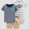 Carter's Baby Boys' 3pc Alligator Embroided Stripe Top and Bottom Set