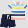 Carter's Baby Boys' 2 Pcs Bright Stripe Polo & Shorts Set