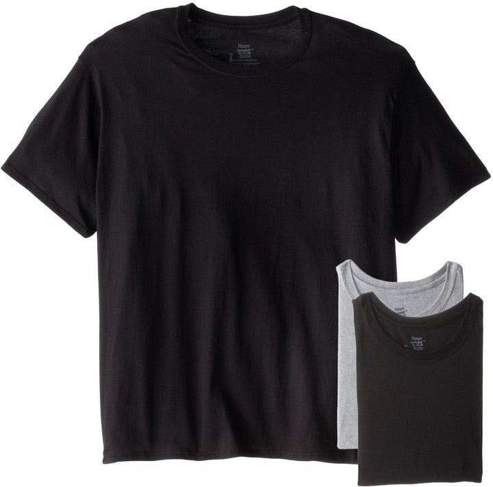 Hanes Men's Tagless T-Shirts -Black/Grey