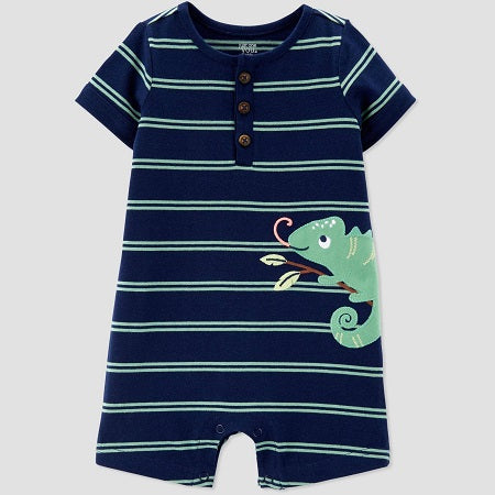 Carter's Baby Boys' Chameleon Embroided Stripe One Piece Romper