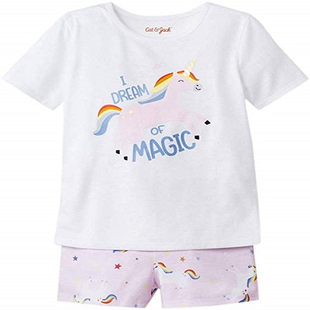 Cat & Jack Toddler Girls' I dream of Magic Jersey with Unicorn Printed Bottom Pajama Set