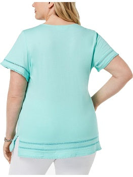 Karen Scott Plus Size Ladder-Inset T-Shirt