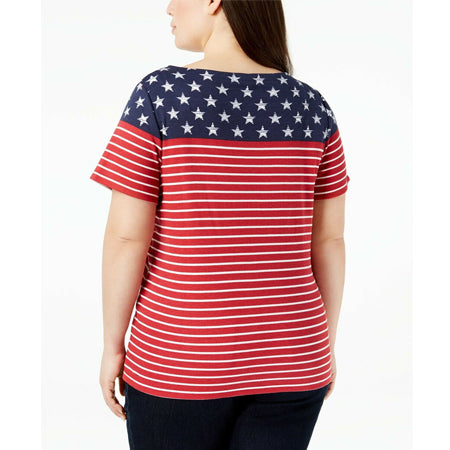 Karen Scott Plus Size American Flag Rhinestone T-Shirt – Africdeals