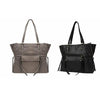 Women's Leather Tote Front Pocket Closure Bag