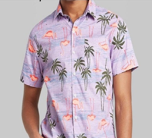 Men’s Original Use Flamingo Button- Down Shirt- M