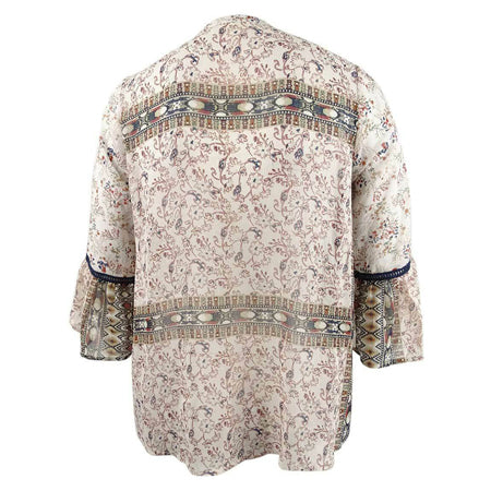 Style & Co. Women's Mixed-Print Peasant Blouse.