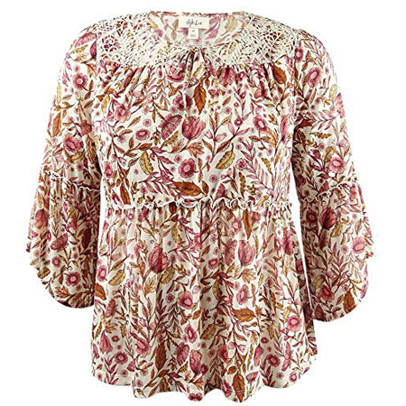 Style & Co Women's Printed Bell-Sleeve Peasant Top