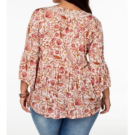 Style & Co Women's Printed Bell-Sleeve Peasant Top