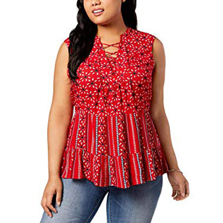 Style & Co. Women's Lace-Up Sleeveless Blouse