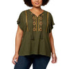 Style & Co. Women's Embroidered Flutter Sleeves Peasant Top