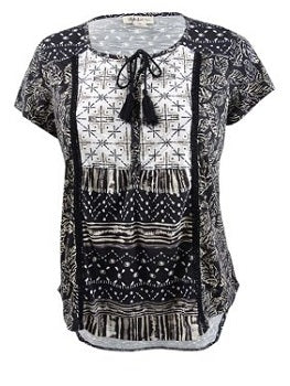 Style & Co. Women's Plus Size Peasant Mixed-Print Top