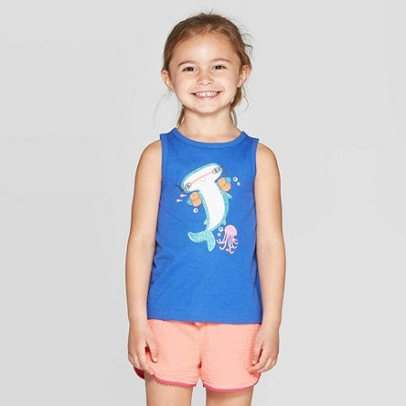 Cat & Jack Toddler Girls' 'Sharks' Graphic Tank Top