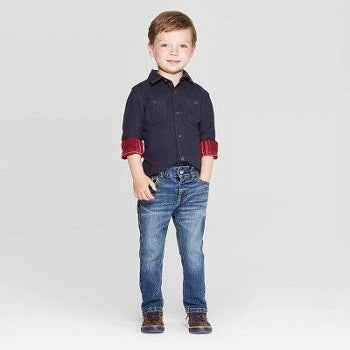 Ginger Toddler Boy or Girl in White T-shirt, Gray Hat, Socks and Shoes,  Denim Shorts. Child is Smiling, Posing on Blue Background Stock Photo -  Image of happy, expression: 177750594