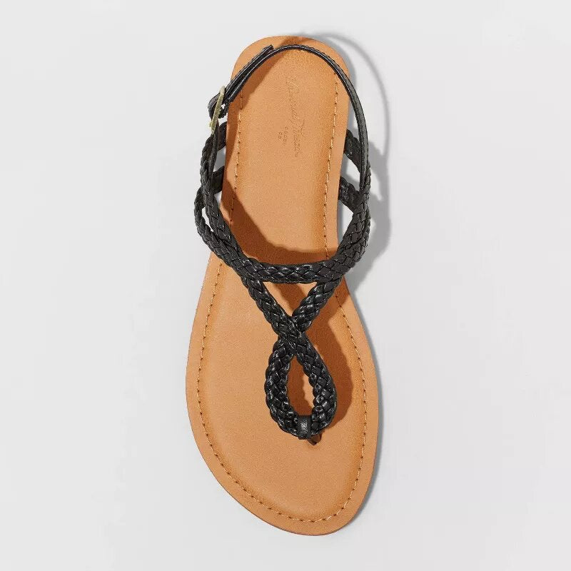 Braided t 2024 strap sandals