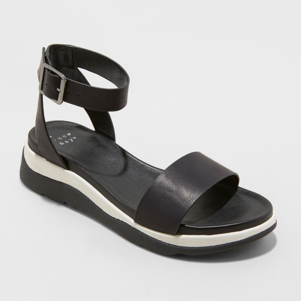 A New Day Women's Raven Ankle Strap Sandals - Black
