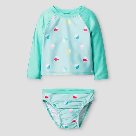 Cat & Jack Toddler Girls' Heart Print Rush 2 Piece Swimsuit
