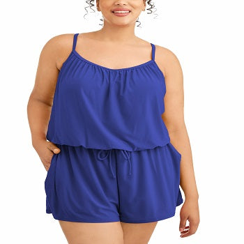 Simply Slim Women's Plus-Size Romper Swimsuit