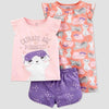 Carter's Toddler Girls' 3 piece Cat Poly Pajama Set