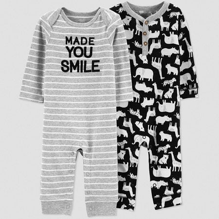 Carter's Baby Boys' 2 pack Animal Long sleeve Jumpsuit