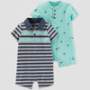 Carter's Baby Boys' 2 pack Striped and Boat Rompers