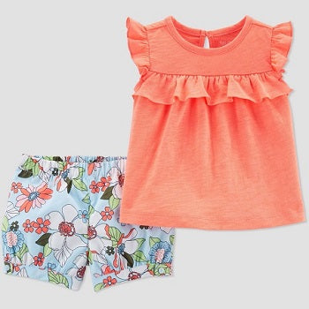 Carter's Baby Girls' 2 piece Floral Top and Bottom Set