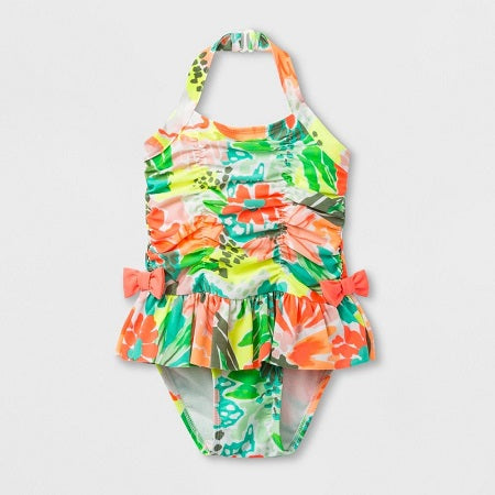Cat & Jack Toddler Girls' Floral Skirt One Piece Swimsuit