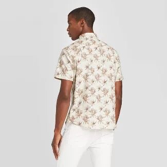 Goodfellow & Co. Men's Slim Fit Floral Print Poplin Button-Down Shirt - L
