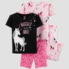 Carter's Baby Girls' 4 piece Pink Unicorn Pajama Set