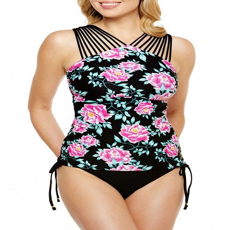 Time and Tru Women's Bella Floral Tankini Swimsuit Top
