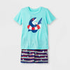Cat & Jack Baby boy' Shark Print Neon Top and Striped Shorts Pajama Set
