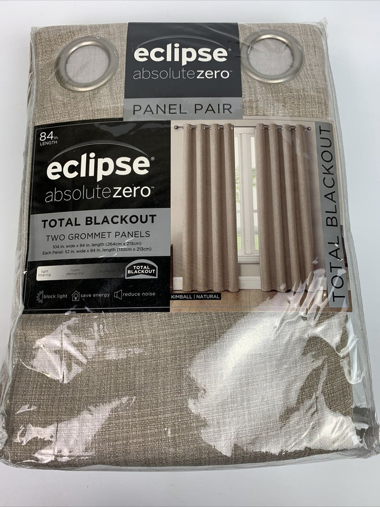 Eclipse Absolute Zero Total Blackout Curtains 2 Panel Pairs - Kimball Natural