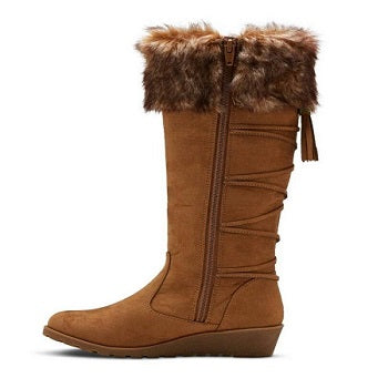 Stevie Girls Winter  Wedge Boots Faux Fur Trim